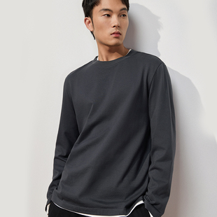 TRENDIANO2025秋冬新款全棉长期主义男款长袖圆领T恤 1SC4021750