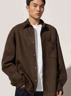 TRENDIANO2025秋冬新款重磅仿麂皮绒翻领男款外套 1SM3010610