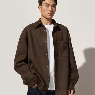 TRENDIANO2025秋冬新款重磅仿麂皮绒翻领男款外套 1SM3010610