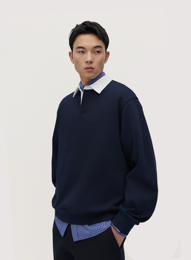 TRENDIANO2025年新款撞色长袖男士套头polo卫衣 1SM1100180
