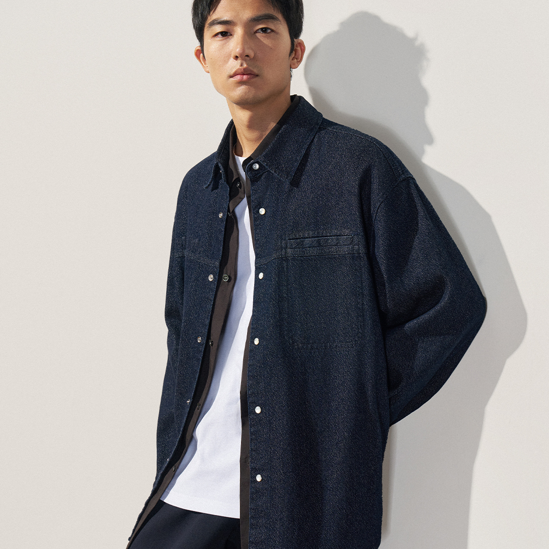 秋冬新款全棉极简牛仔衬衫