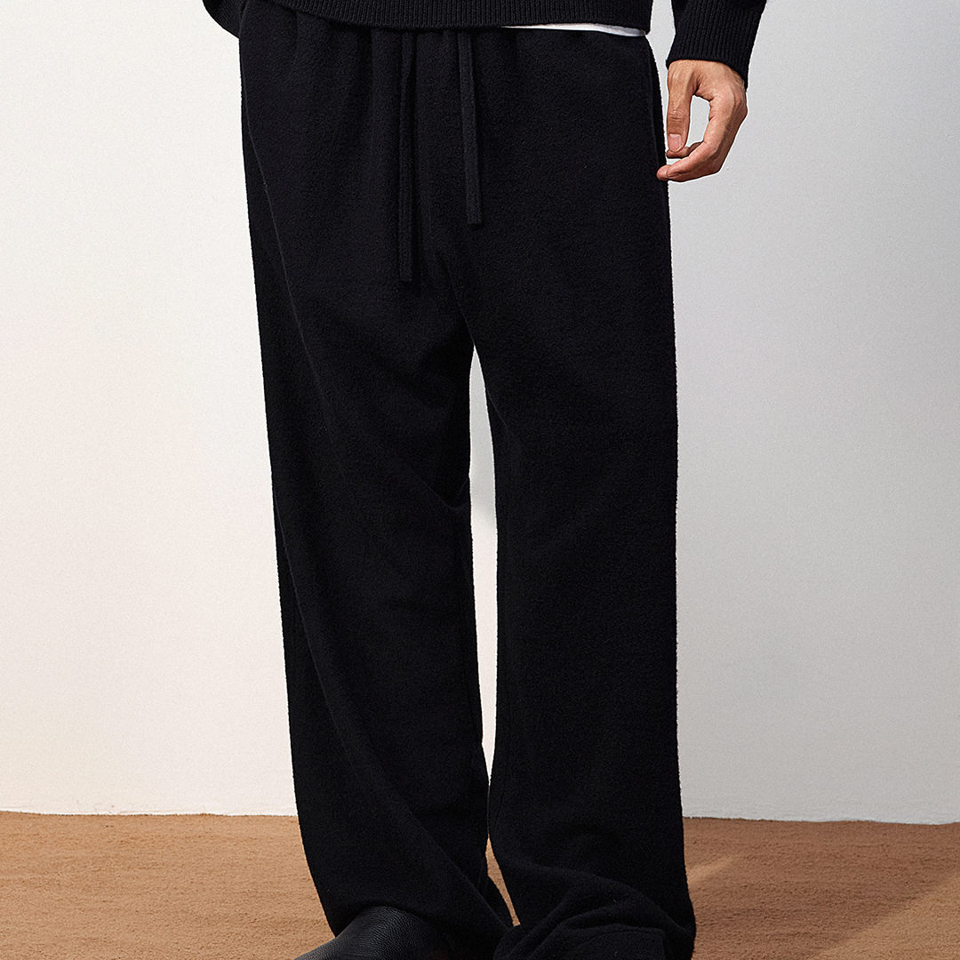 TRENDIANO2025秋冬新款澳洲全羊毛柔软男款针织呢长裤 1SC406122H