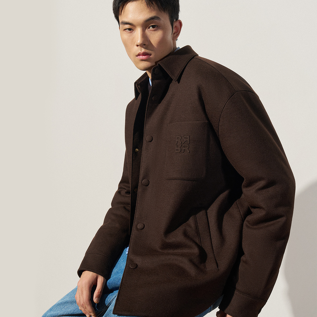 秋冬新款羊毛针织翻领羽绒外套