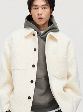 TRENDIANO2025秋冬新款绵羊毛混纺纽扣男士毛呢外套 1ST1340840