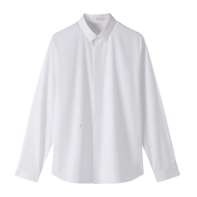 TRENDIANO新款全棉高品质立体男款白长袖衬衫 1SH3011890