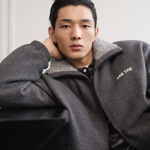 TRENDIANO2025秋冬新款羊毛拉链翻领男款羽绒服外套 1SM433050H