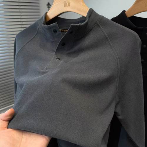 2025秋冬季新款男士立领长袖卫衣休闲百搭德绒保暖打底衫T恤上衣