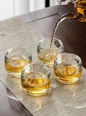 【6只装】玻璃杯家用泡茶主人杯二两小酒杯透明水杯加厚功夫茶杯