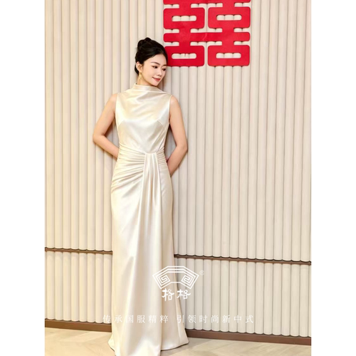 格格无袖新娘订婚礼服连衣裙新款高级轻奢敬酒晚礼服连身裙旗袍