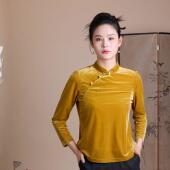 上衣 中国风长袖 素心从简 简约丝绒新中式