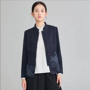 素心从简中式妈妈装 中国风复古刺绣对襟立领上衣