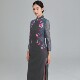 优雅改良礼服裙 灰色立领长袖 妈妈装 中国风重工刺绣蕾丝旗袍