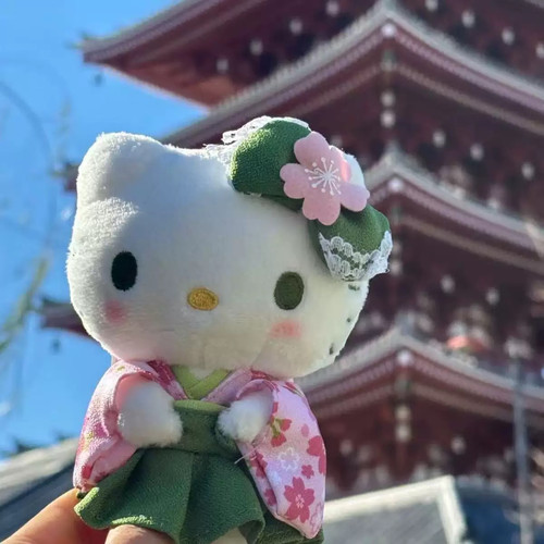 公主请买这是什么hellokitty!日本京都限定抹茶樱花和服kitty挂件