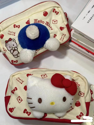 被一整个可爱住啦！hellokitty笔袋kt猫化妆收纳袋学生文具盒