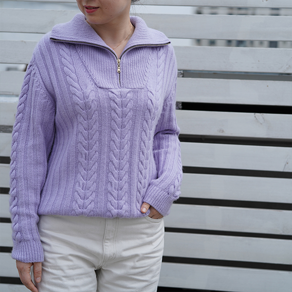 丁香毛线帕克拉4股拉链款