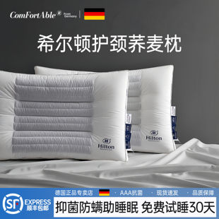 德国希尔顿酒店荞麦枕头护颈椎助睡眠双面颈椎病专用反弓牵引枕芯