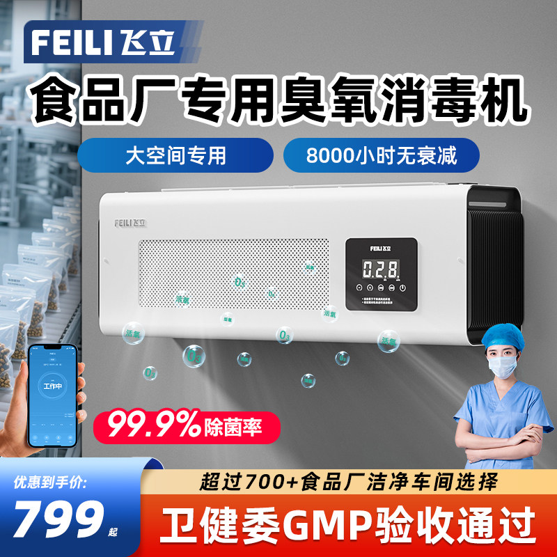 飞立壁挂式臭氧消毒机食品厂洁净车间臭氧机除味臭氧发生器BT