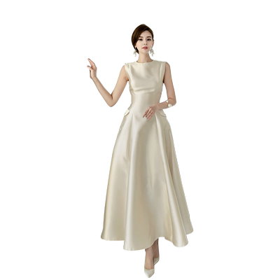 名媛超长裙到脚踝超仙及踝礼服裙