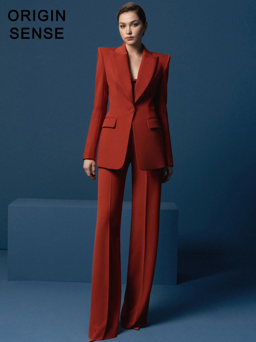 知觉之门不对称设计安可拉红色礼服西装裤两件套装洋气个性小礼服