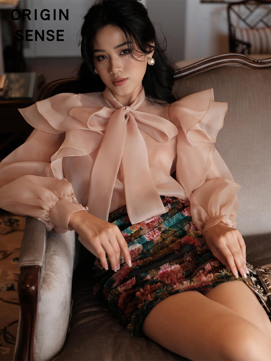 多层欧根纱仙气淑女小贵妇衬衣