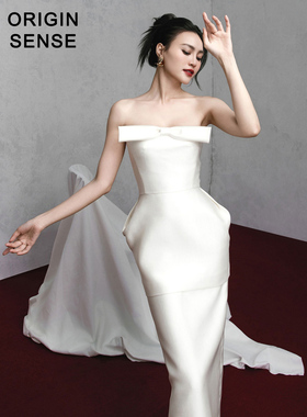 ORIGIN SENSE/知觉之门小众新款抹胸蝴蝶结甜美优雅气质连衣裙