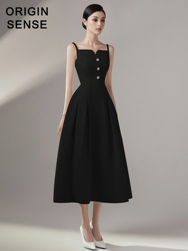 知觉之门简约小黑裙聚酯纤维