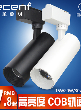 cob轨道灯led射灯服装店铺商用家用聚光导轨黑色15w 20w  30w 40w