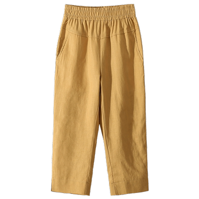 七分裤春夏季休闲哈伦亚麻大码