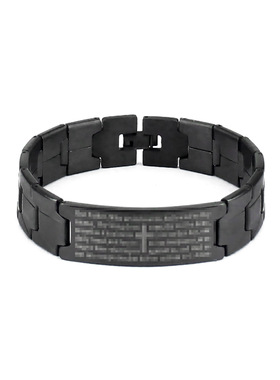 2025欧美跨境钛钢十字架手链15mm宽度男款简约个性男士手环可调节