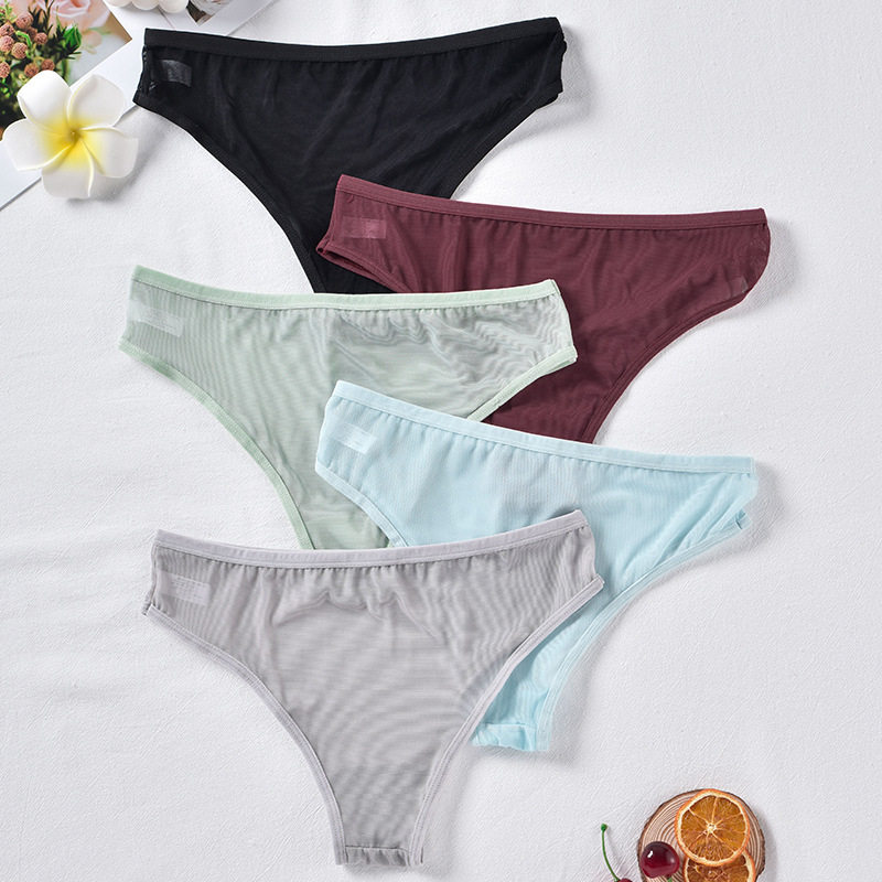 性感网纱丁字裤女提臀诱惑超薄透气痕纯棉裆低腰内裤女女丁字裤