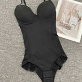 欧美跨境连体衣带文胸加强版 产后收腹托胸无痕蕾丝美体束身衣