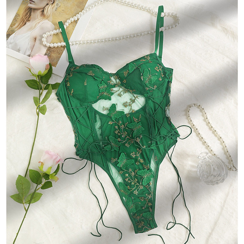 新品爆款热销欧美网纱透视性感纯欲刺绣高级感连体衣