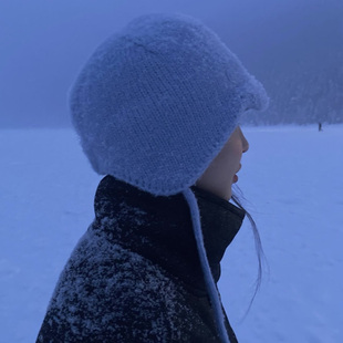 韩国针织护耳雷锋帽女可爱绑带加厚保暖飞行帽大头围显脸小毛线帽