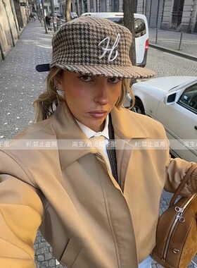 英伦老钱风平顶复古休闲百搭字母刺绣平檐棒球帽男女同款鸭舌帽子