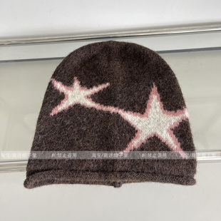 日系涩谷街头辣妹星星针织堆堆帽子女秋冬甜酷网红百搭套头毛线帽