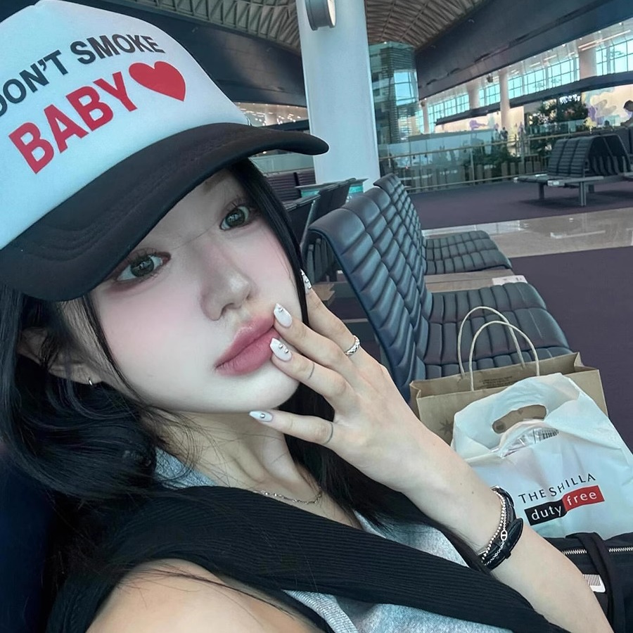 DONT SMOKE BABY不要抽烟宝贝鸭舌网帽女夏y2k复古辣妹街头棒球帽