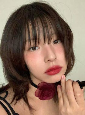 韩国博主同款红色玫瑰花项圈女