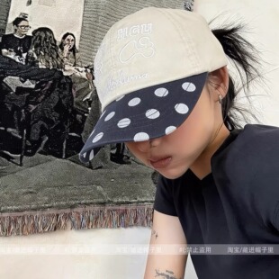 韩国小众可爱波点印花轻松熊棒球帽子女四季百搭ins博主款鸭舌帽