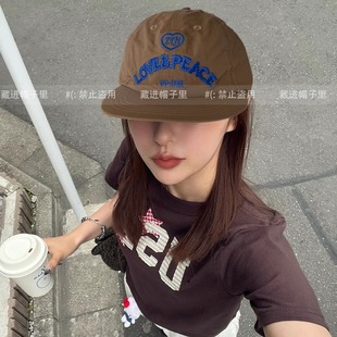 韩国博主款尼龙速干平檐鸭舌帽子女宽帽檐遮阳显脸小棒球帽男新款