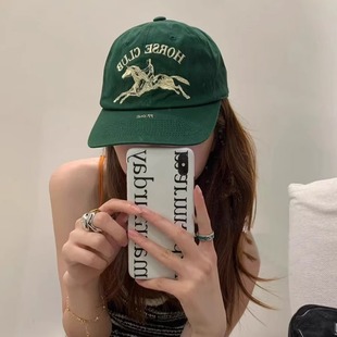 25FW春夏新品奔马logo图案刺绣棒球帽韩版复古休闲遮阳鸭舌帽情侣