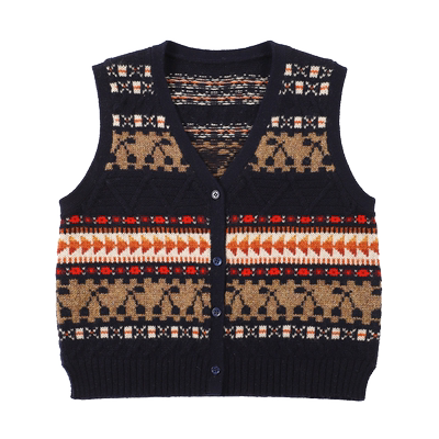 HERROYAL复古提花羊毛针织背心