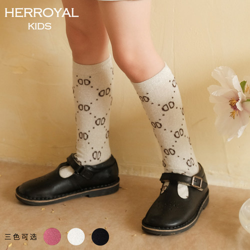 HERROYAL潮范春夏童袜小中大女童袜子提花中筒袜子女儿童棉袜亲子