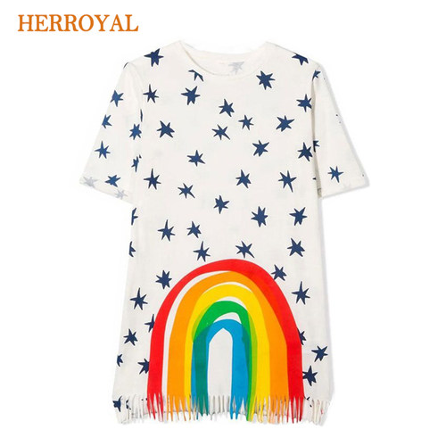 HERROYAL女童彩虹度假休闲连衣裙