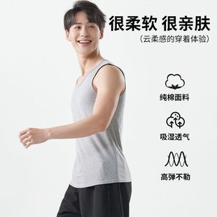 打底汗衫 3件装 男士 圆领背心纯棉内穿运动全棉内衣宽肩春夏季