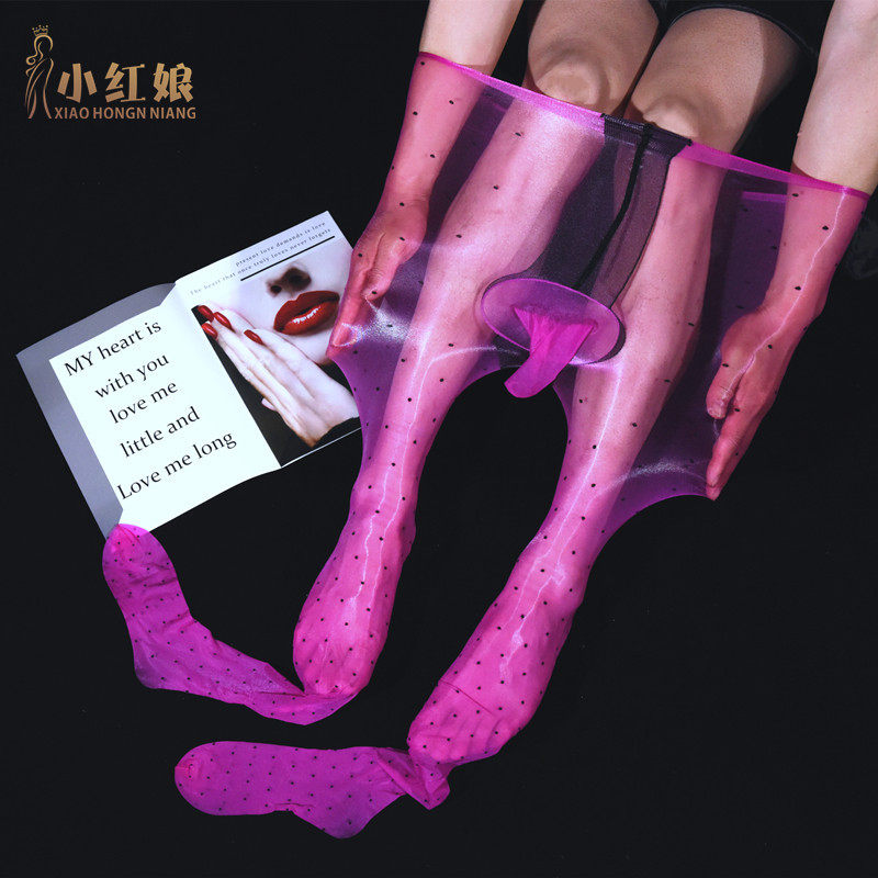 男士丝滑光腿丝袜性感提花油亮带jj套飞机超薄1d极光连裤袜防勾丝