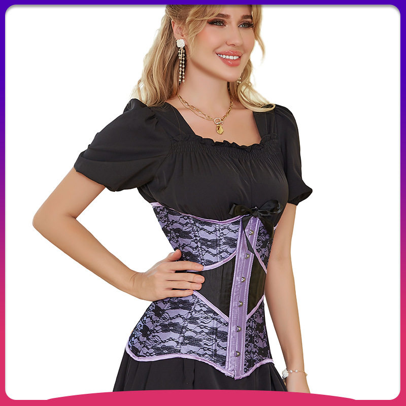 欧洲宫廷束身衣蝴蝶结优雅细腰复古风加长合胯鱼骨腰封外搭女士