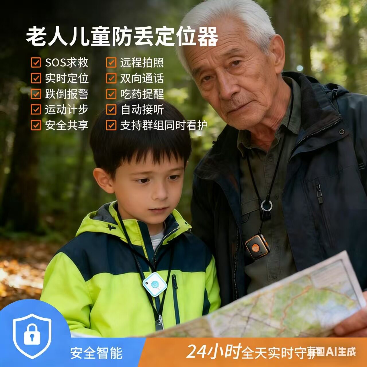 老人定位器痴呆独居老人GPS防走失SOS一键紧急呼救拍照摔倒报警器