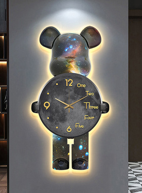 暴力熊钟表挂钟客厅网红现代简约2025新款大气高级感创意时钟壁灯