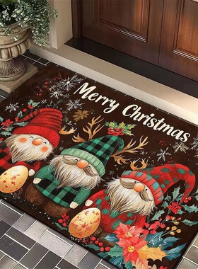 新款圣诞节地毯玄关脚垫室内装饰客厅圣诞老人地垫红色玄关