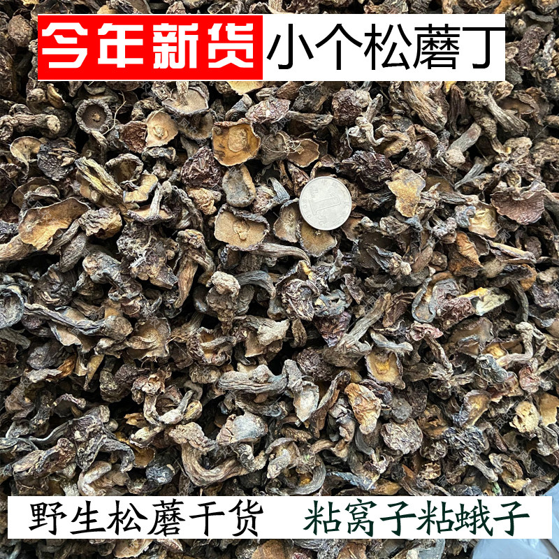 一斤松蘑 野生黑松蘑丁 粘窝子粘蛾子粘团子松菇炖大菜爆炒500克 - 实物图